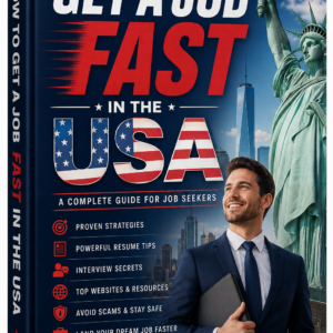 How to Get a Job Fast in the USA eBook cover showing career success and job search guide for international job seekers.